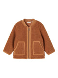 Lil' Atelier Dason Sherpa Jakke // Mocha Bisque, jakke piger, jakke drenge, overgangsjakke, brun jakke, plysjakke
