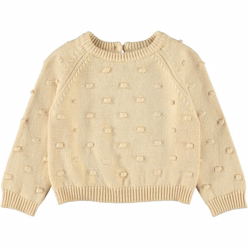 trøje, striktrøje, sweater, pullover, Lil' Atelier, lilatelier, bomuld, økotex, beige, creme, knapper,