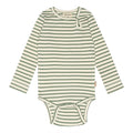 Petit Piao , body modal LS // bison brown beige, body, bodystocking, sparkedragt, baby, babytøj, Petit Piao - Body LS Modal , Spring Green/Offwhite