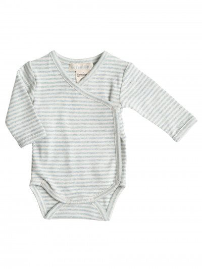 serendipity, P876, basis, body, bodystocking, wrap, slå-om, basisgarderobe, langærmet, lange ærmer, økologi, bomuld, rib, stribe, lyseblå, offwhite