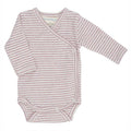 serendipity, P876, basis, body, bodystocking, wrap, slå-om, basisgarderobe, langærmet, lange ærmer, økologi, bomuld, rib, stribe, blå, Lilac,Offwhite
