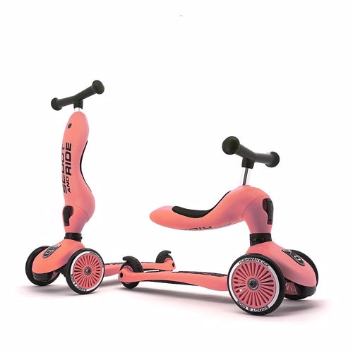 scoot and ride, scooter, løbecykel, trehjulet, 3-hjulet, løbehjul, 3-5 år, sikkerhedspude, aktiv leg, udeleg, 2-i-1, cykeltræning, motorisk udvikling, balance,