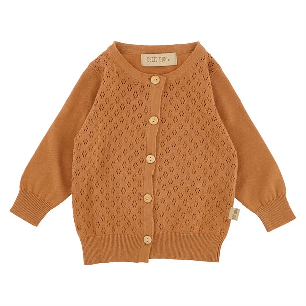 Petit Piao Strikket cardigan // Camel, striktrøje, børnestrik,