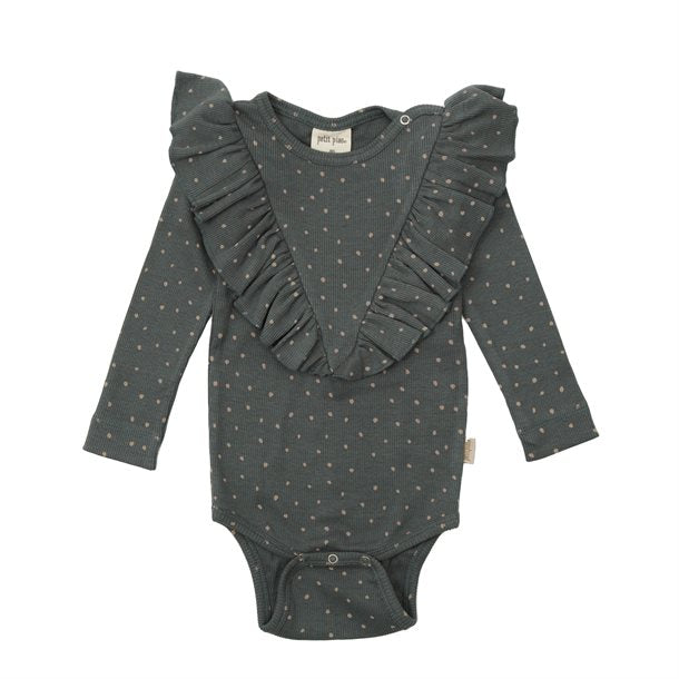 Petit Piao - body modal LS // bison brown beige, body, bodystocking, sparkedragt, baby, babytøj, Petit Piao - Body LS Modal - Turbulence Tapioka