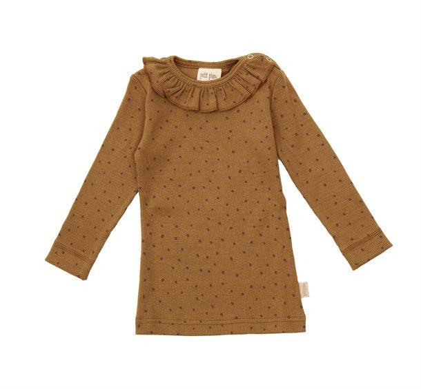 t-shirt bluse langærmet petit piao, Rubber ,Copper Brown,Dot,Modal