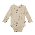 Petit Piao - body modal LS // bison brown beige, body, bodystocking, sparkedragt, baby, babytøj, Petit Piao - Body LS Modal - Turbulence Tapioka