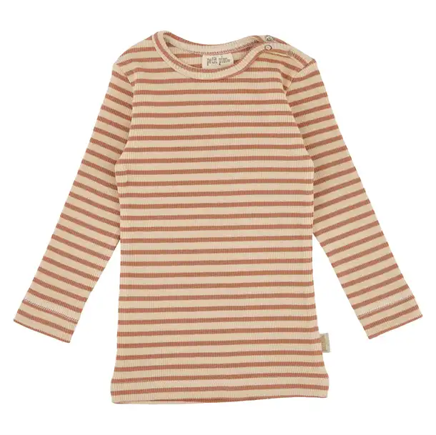Petit Piao - t-shirt ls modal // curry/cream, bluse, langærmet, t-shirt