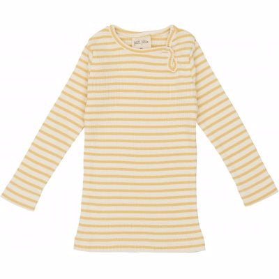 petit piao, modal, t-shirt, yellow, gul, bluse, pp20-1-21, Petit Piao - modal striped LS T-shirt yellow