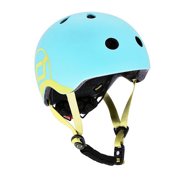 scoot and ride, trehjulet, 3-hjulet, løbehjul, 3-5 år, sikkerhedspude, aktiv leg, udeleg, 2-i-1, cykeltræning, motorisk udvikling, balance, hjelm, cykelhjelm. Scoot and Ride - Hjelm str. XXS -  S - Blueberry