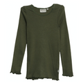 Wheat - Rib T-shirt Lace LS // Ivy, basis, ensfarvet, bluse, t-shirt, langærmet, wheat, pige, pigebluse