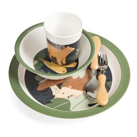 Sebra Melamin spisesæt i 5 dele, Wildlife eucalyptus blue