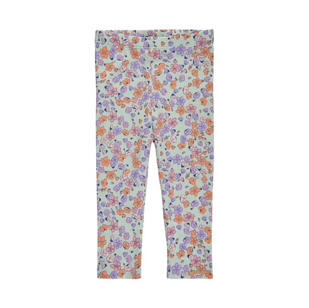 Leggings, bukser, Paula leggings, Paula, soft gallery leggings, print, blomster print, pige, Popbloom, grøn, lilla, orange, blomster, lilla blomster, orange blomster.