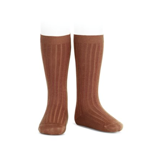 WIDE RIBBED COTTON KNEE-HIGH SOCKS OXIDE, 95_20162_12_696
