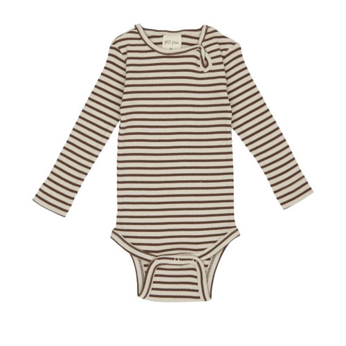 Petit Piao - body modal LS // bison brown beige, body, bodystocking, sparkedragt, baby, babytøj