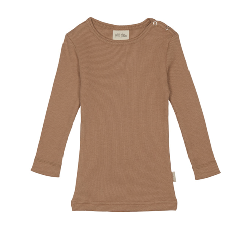 Petit Piao - t-shirt ls modal // clay, bluse, langærmet, t-shirt