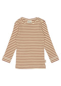 Petit Piao - t-shirt ls modal // leaves/cream, bluse, langærmet, t-shirt