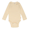 Petit Piao , body modal LS // bison brown beige, body, bodystocking, sparkedragt, baby, babytøj, Petit Piao - Body LS Modal , Yellow Corn/Offwhite