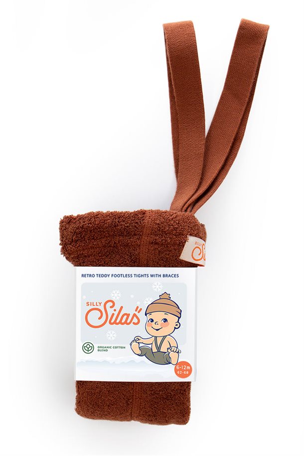 Silly Silas Strømpebukser med seler,Teddy Warmy footless tights-Cinnamon