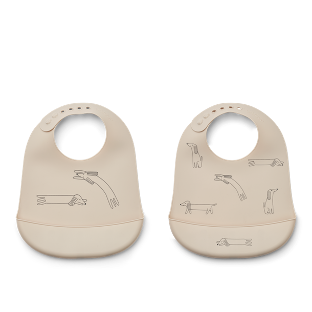 Liewood - Tilda hagesmæk i silikone (2 stk.) -  Dog / Sandy