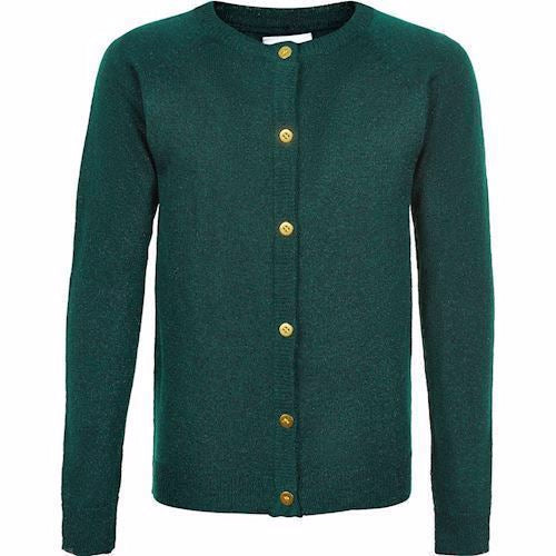 cardigan, pigecardigan, bluse, cardigan med glitter, cardigan med knapper, mørkegrøn, THE NEW AYA glitter cardigan june bug, june bug, trøje, tilbehør til piger