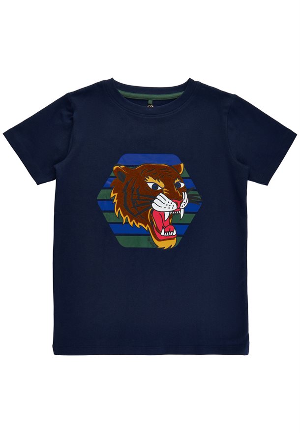 The new t-shirt, t-shirt fra the new, t-shirt med print, the new t-shirt med print, t-shirt til drenge, the new t-shirt til drenge, t-shirt i mørkeblå, t-shirt med print, t-shirt med løve print, mørkeblå t-shirt, blå t-shirt.