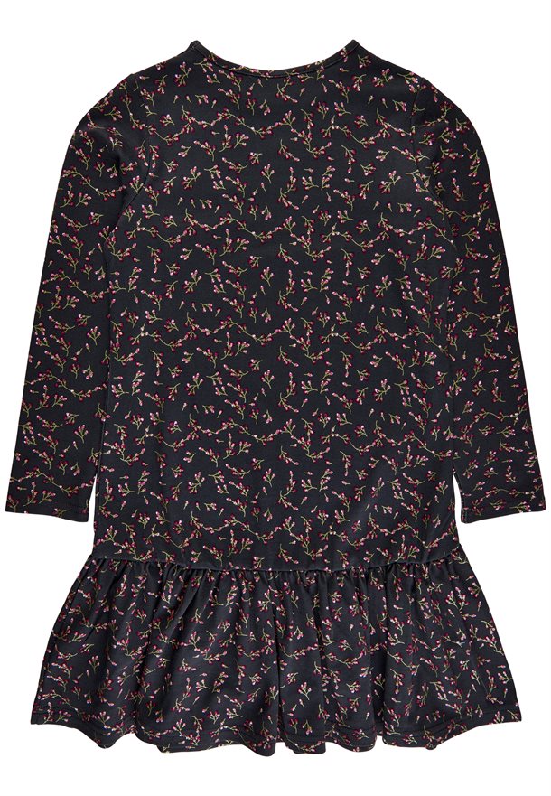 The New - Draya LS Kjole // Phantom, the new kjole, kjole fra the new, kjole med print, kjole med blomsterprint, sort kjole, kjole med blomster, langærmet kjole, kjole i farven phantom, kjole i sort med blomster, kjole i sort.