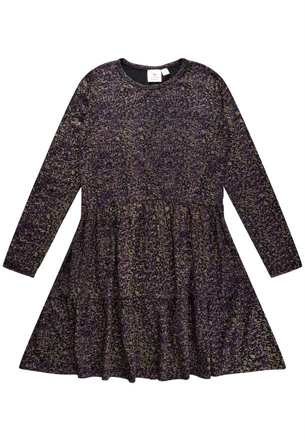 The New - Ecru LS Kjole // Phantom, kjole fra the new, The new kjole, kjole med print, lilla kjole, kjole med guld, langærmet kjole, kjole i farven phantom, kjole i langærmet.