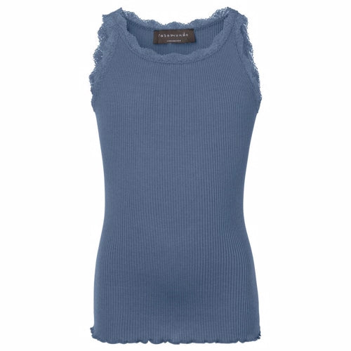 Rosemunde  Silke Top For Girls White, rosemunde toppe, silketop, blue, silkebluse, undertrøje, silke, bomuld