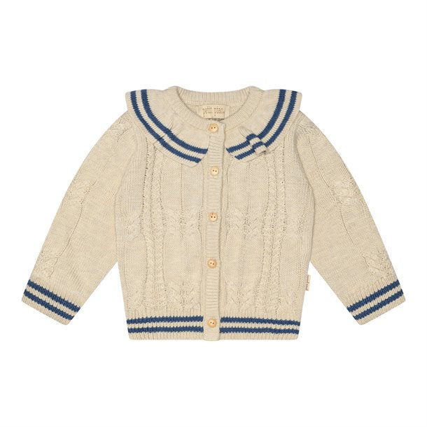 Petit Piao - Cardigan Knit Cabel Collar - Offwhite/Moonlight Blue