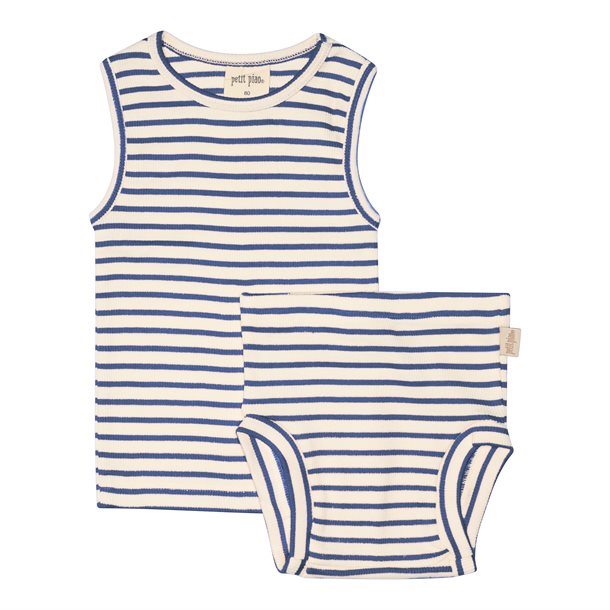 Petit Piao , Underwear Set Modal Striped , Moonlight Blue/Offwhite